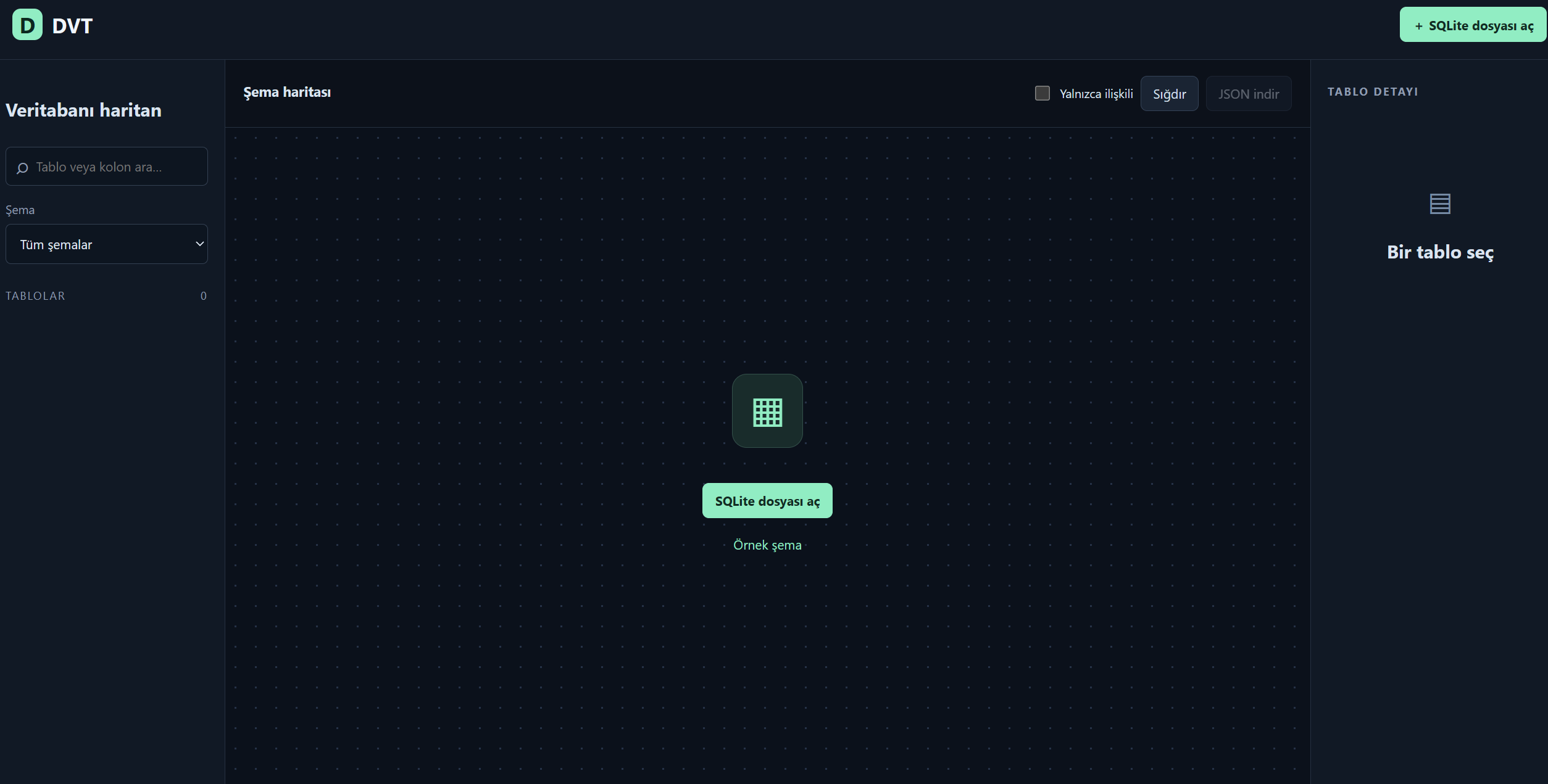 DVT · SQLite file selection